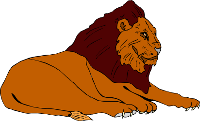 Lion Laying Down on Ground - Realistic Clipart