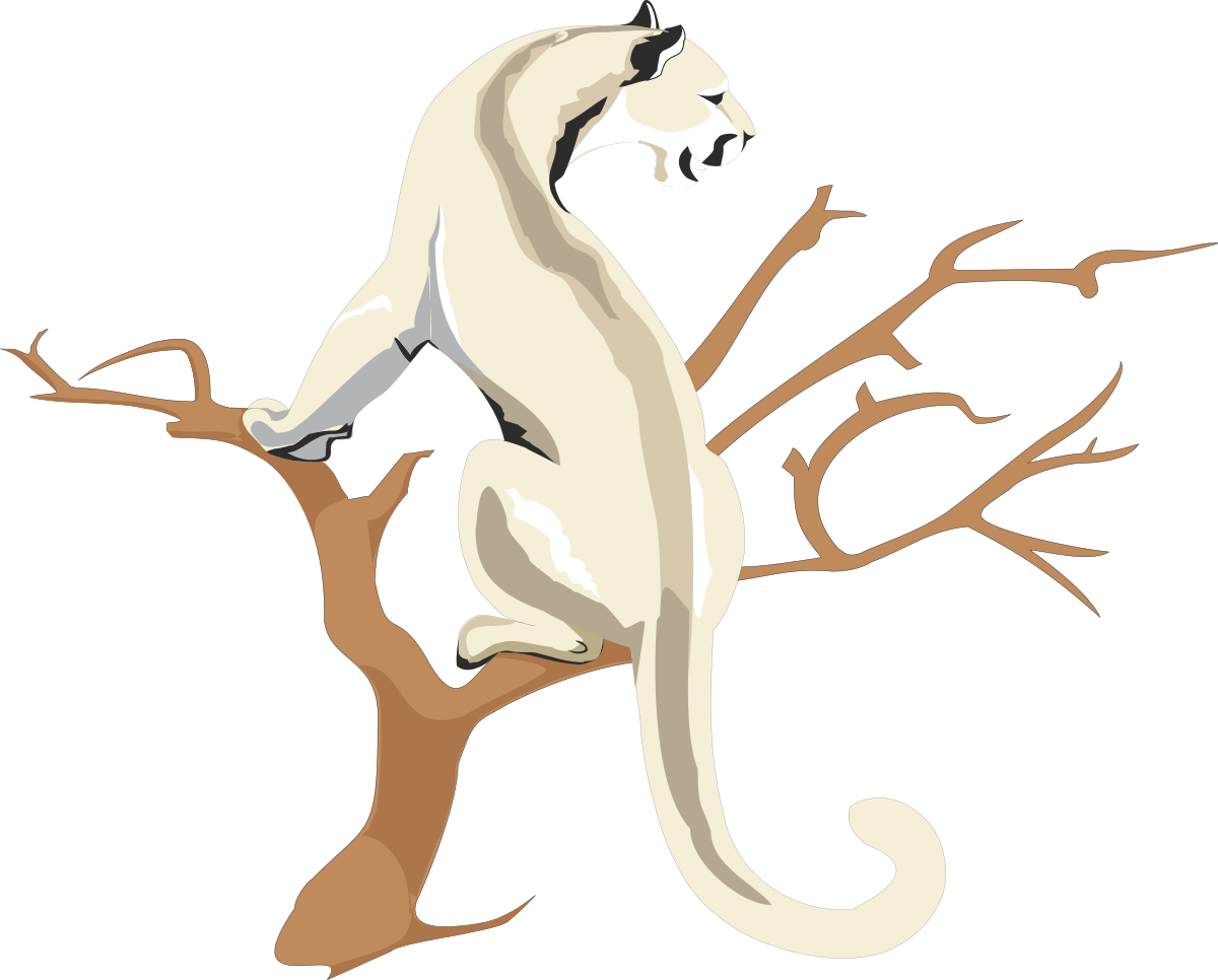 White Panther Sitting on Tree Branch Clipart - Stunning Wildlife Illustration