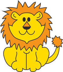 Lion Sitting Down with Paws Up - Vibrant Clipart Illustration