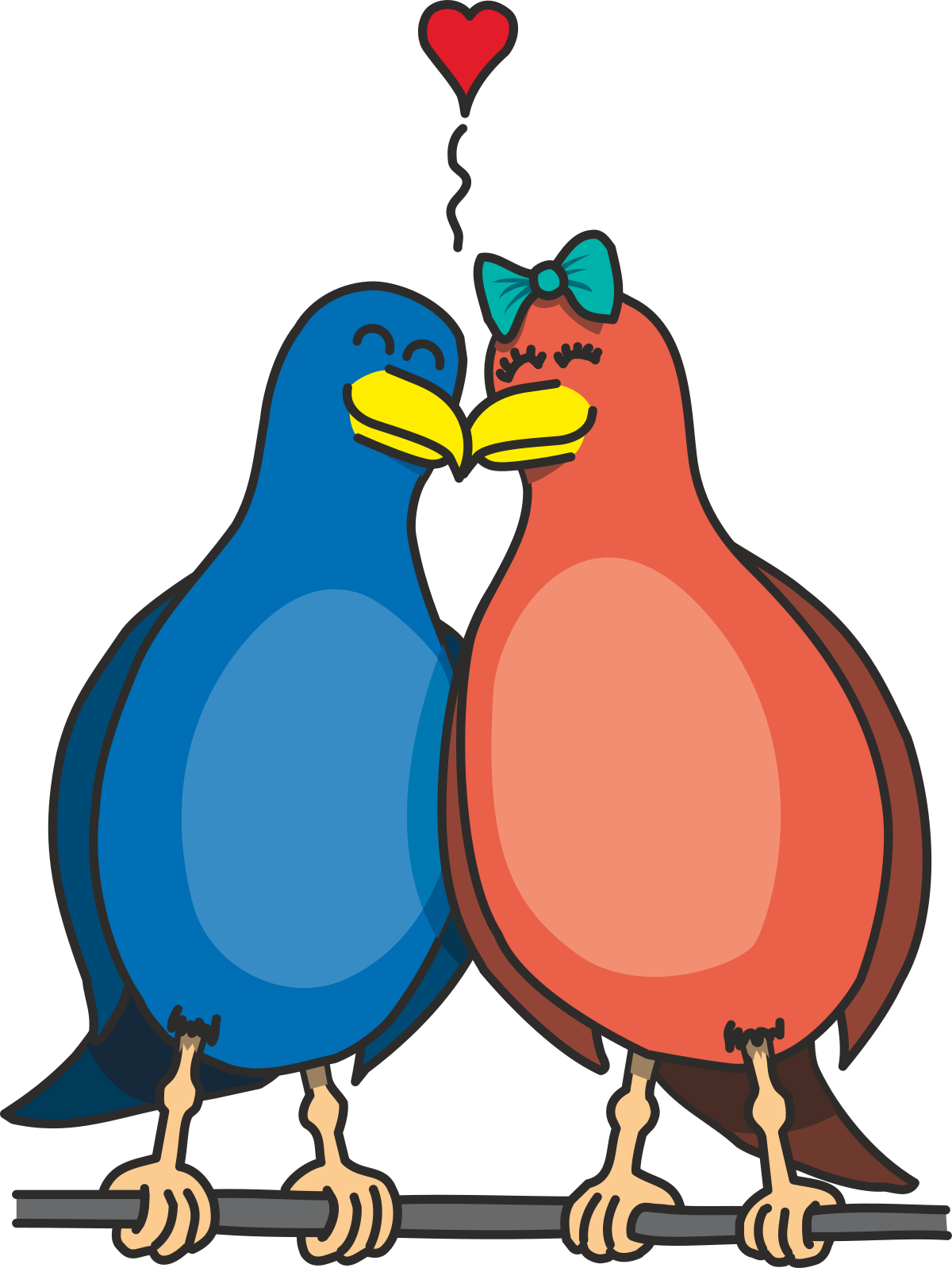 Heart-Shaped Glasses: Two Birds Clipart for Romantic Designs