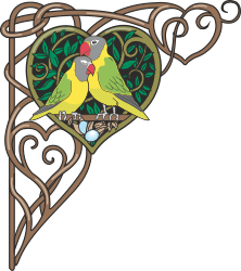 Love Birds Sitting on a Heart-Shaped Branch - Adorable Animal Borders Clipart