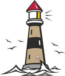 Lighthouse Clipart with Striking Red and White Top