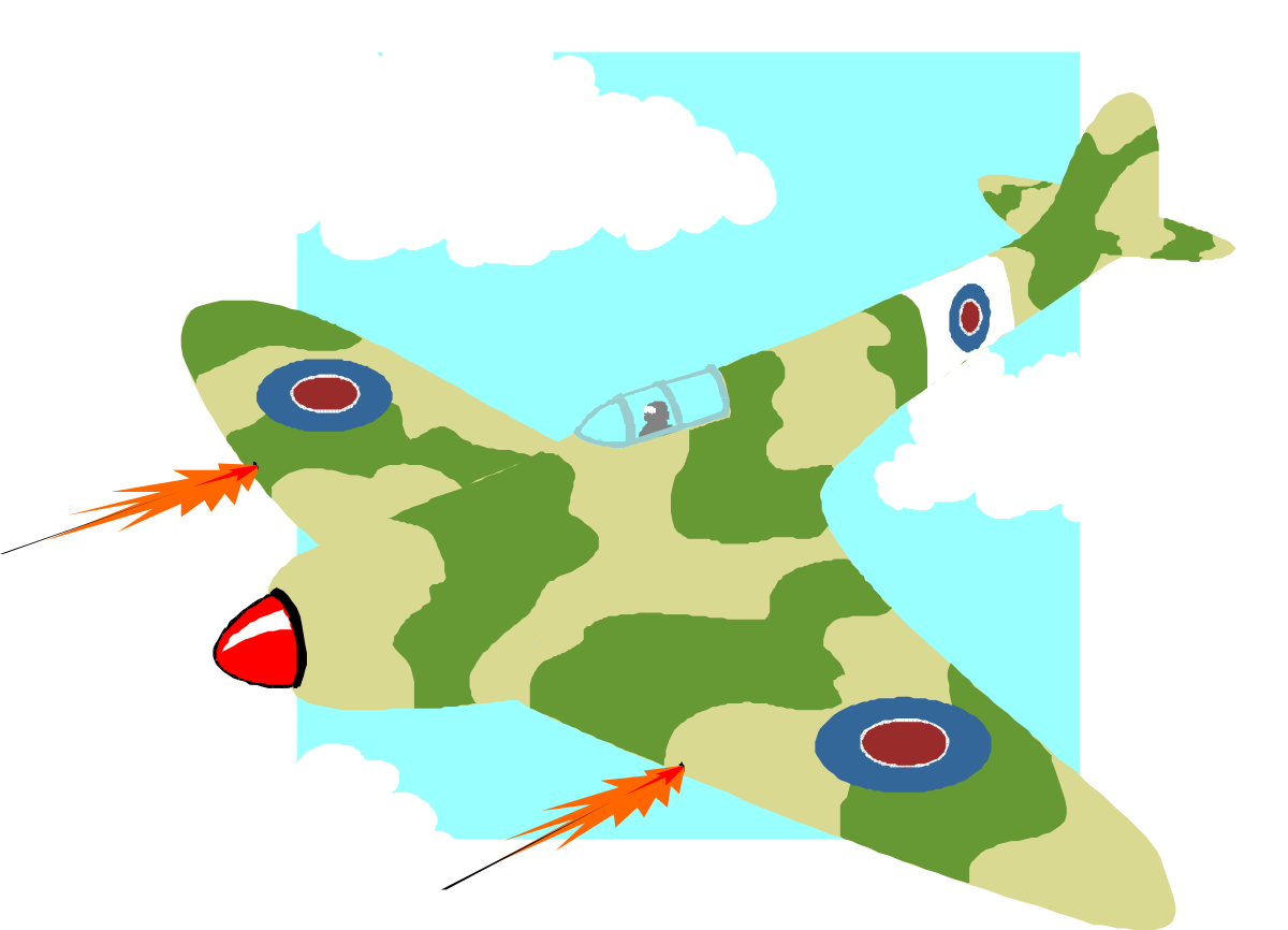 Red-Nosed Plane Flying Through a Bright Blue Sky Clipart