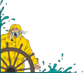 Borders and People: Mariner Clipart of a Man in a Yellow Raincoat and Mask