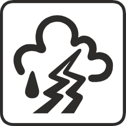 Cloud with Lightning Icon - Black and White Clipart for Creative Projects