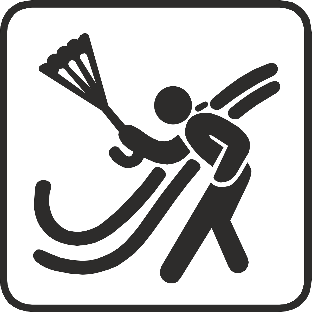Skier Icon - Black and White Clipart for Winter Sports