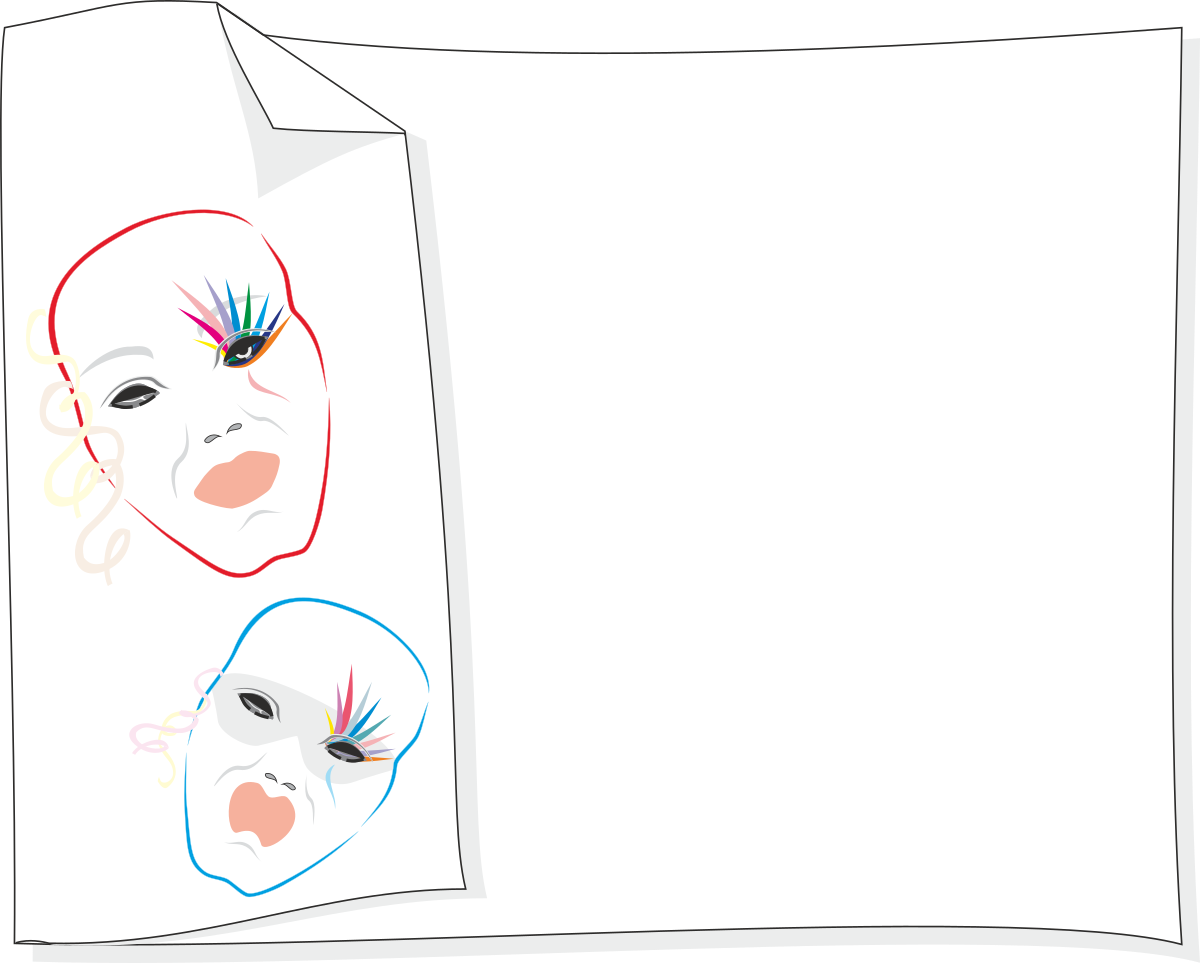 a sheet of paper with a drawing of a face clip art png transparent Borders and Leisure Masks Clipart: Artistic Face Drawings for Creative Projects