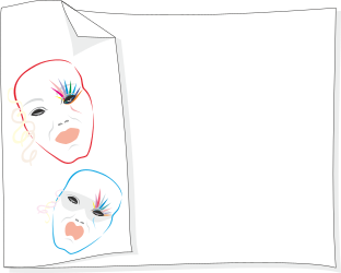 Borders and Leisure Masks Clipart: Artistic Face Drawings for Creative Projects