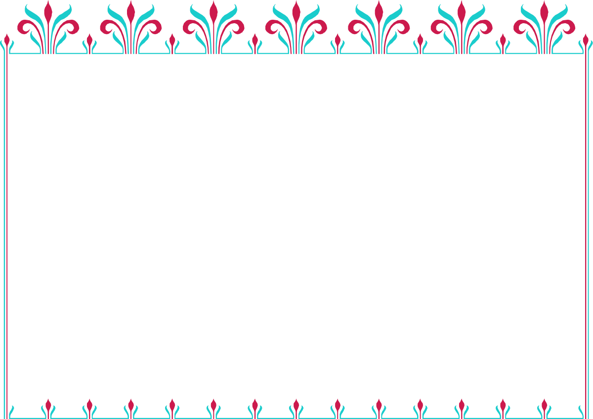 Floral Borders and Frames - Red and Blue Flower Clipart on Black Background