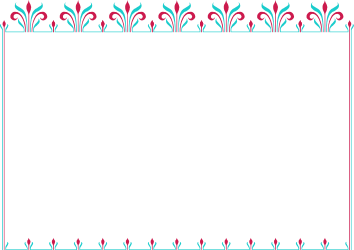 Floral Borders and Frames - Red and Blue Flower Clipart on Black Background