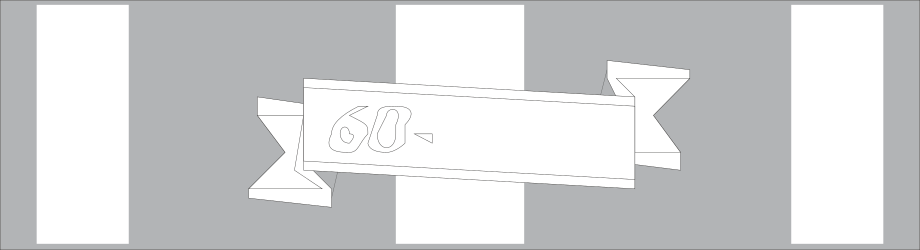 Striped White and Gray Banner with Ribbon Clipart