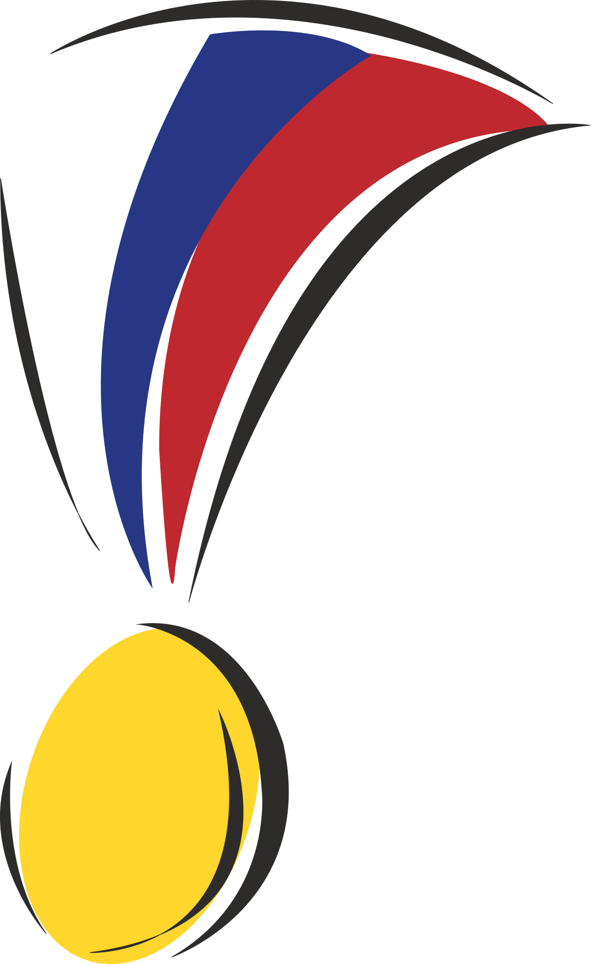 Gold Medal Clipart with Red, Blue, and Yellow Ribbon