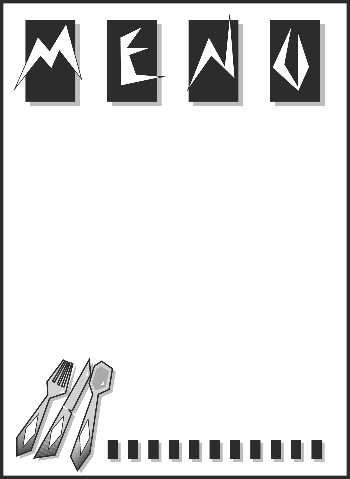 Stylish Black and White Borders for Business Menus and Clipart