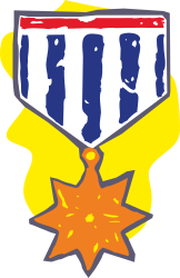 Yellow and Blue Star with Red Accent Clipart