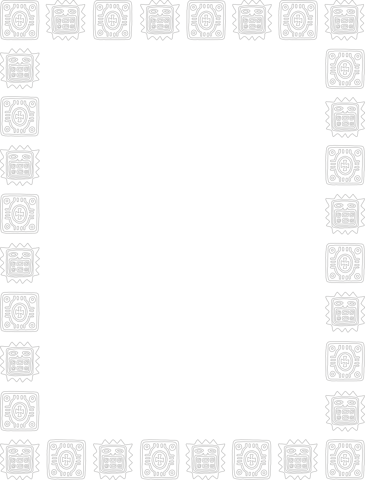 Mexican Borders and Frames with White Star Pattern Clipart