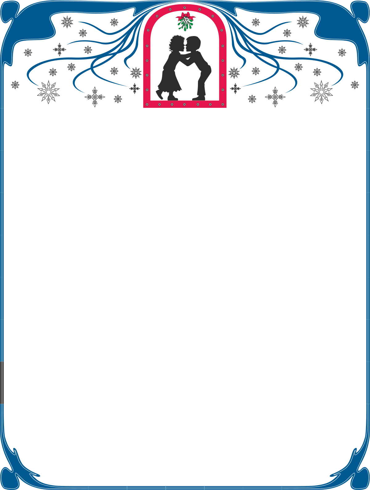 Mistletoe Borders for Holiday Cards - Silhouette of Couple Clipart