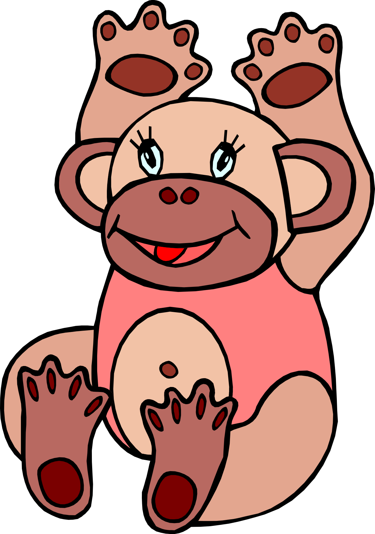Cartoon Monkey Clipart with Playful Paw Positioning