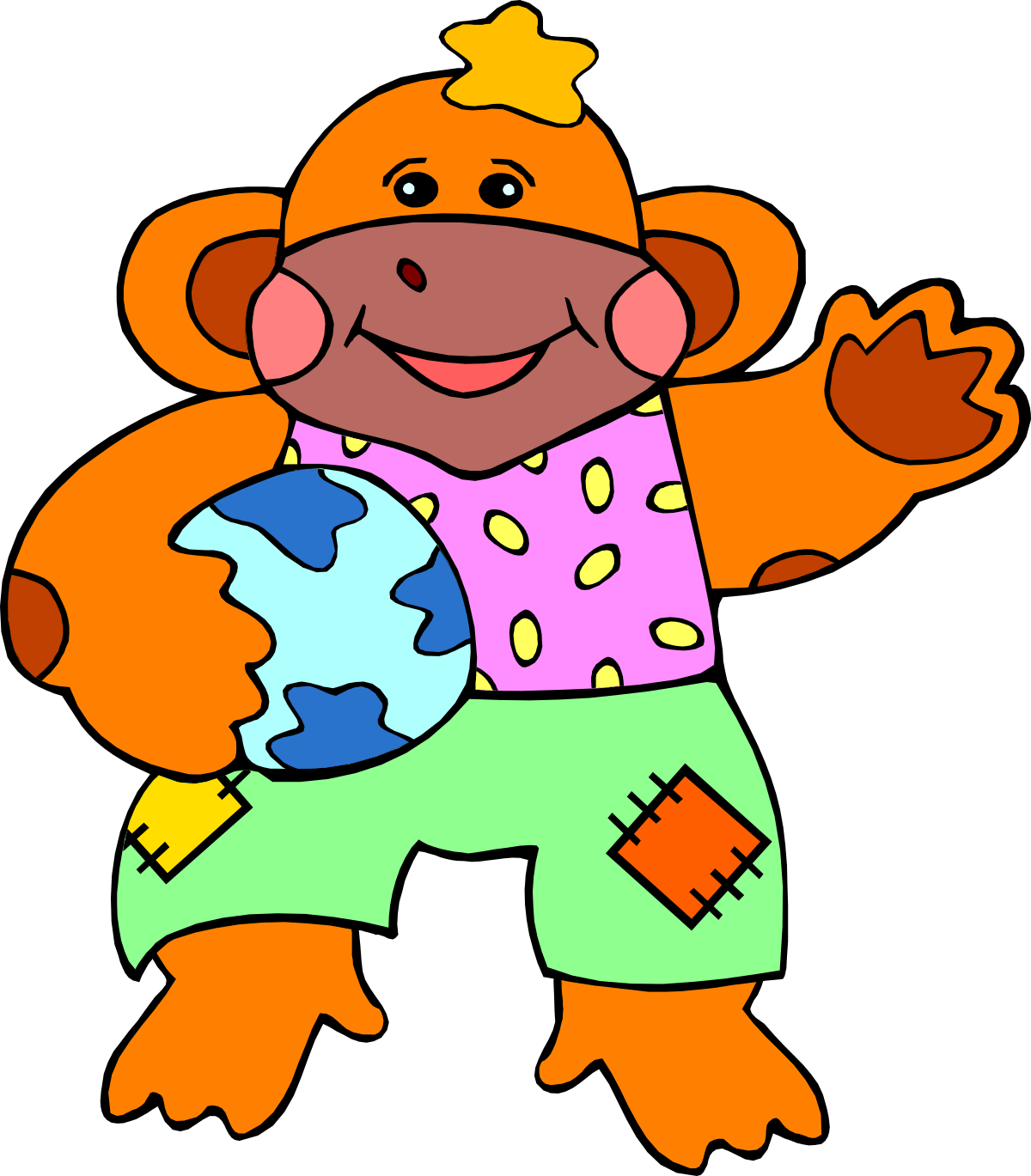 Cartoon Monkey Holding Globe - Fun Clipart for Unique Designs