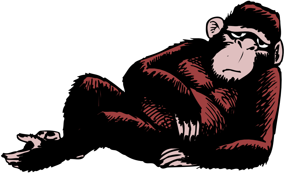 Monkey Sitting on Ground - Captivating Clipart Scene