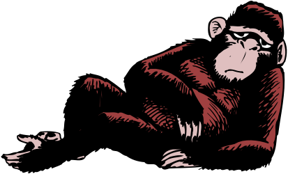 Monkey Sitting on Ground - Captivating Clipart Scene