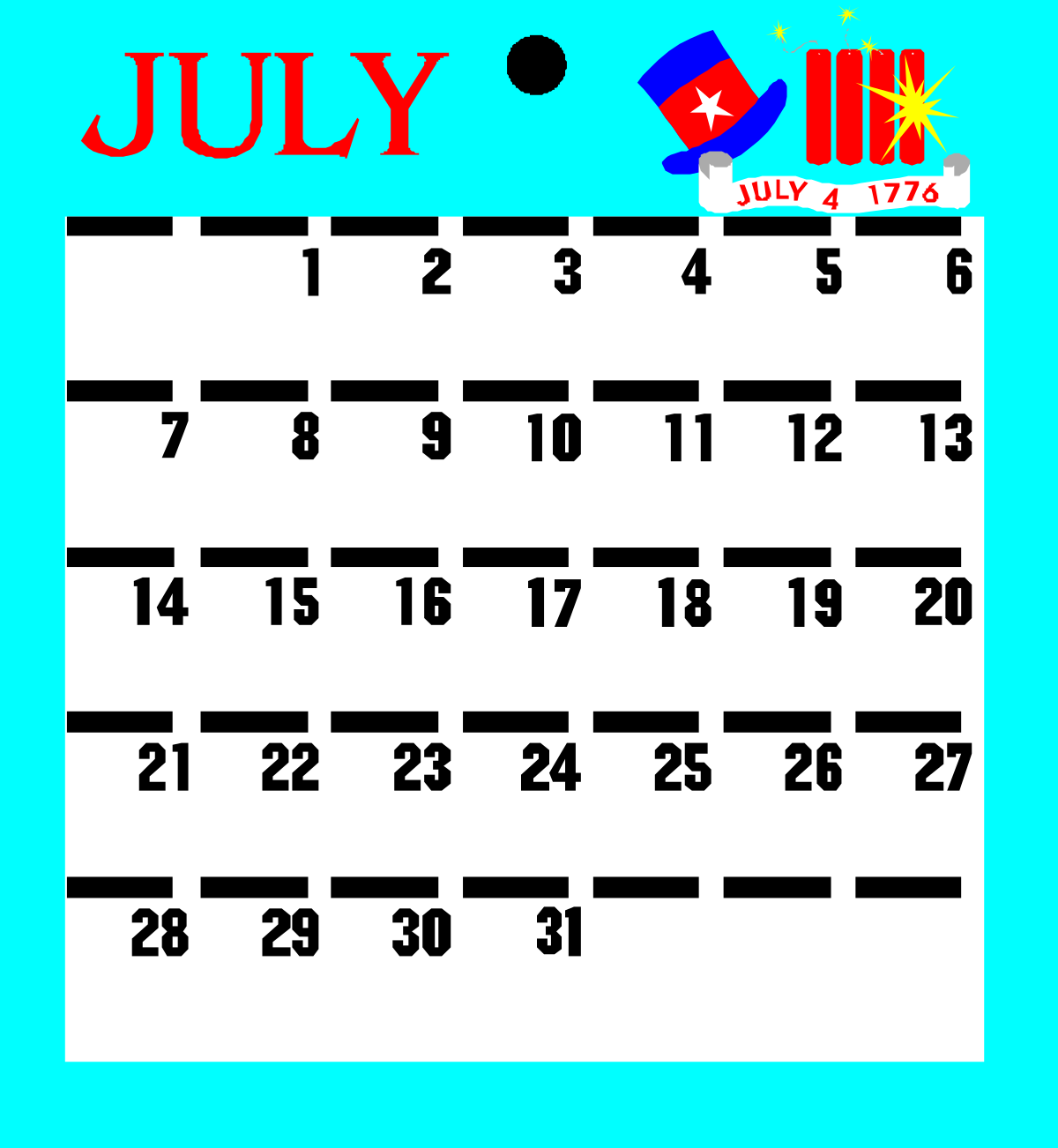 July 2019 Calendar Clipart with Holidays: Organize Your Month