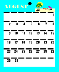 August Calendar Clipart with Beach Theme - Perfect for Summer Designs