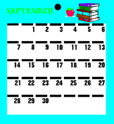 September Calendar Clipart with Books and Apple - Personal Organizer Essentials