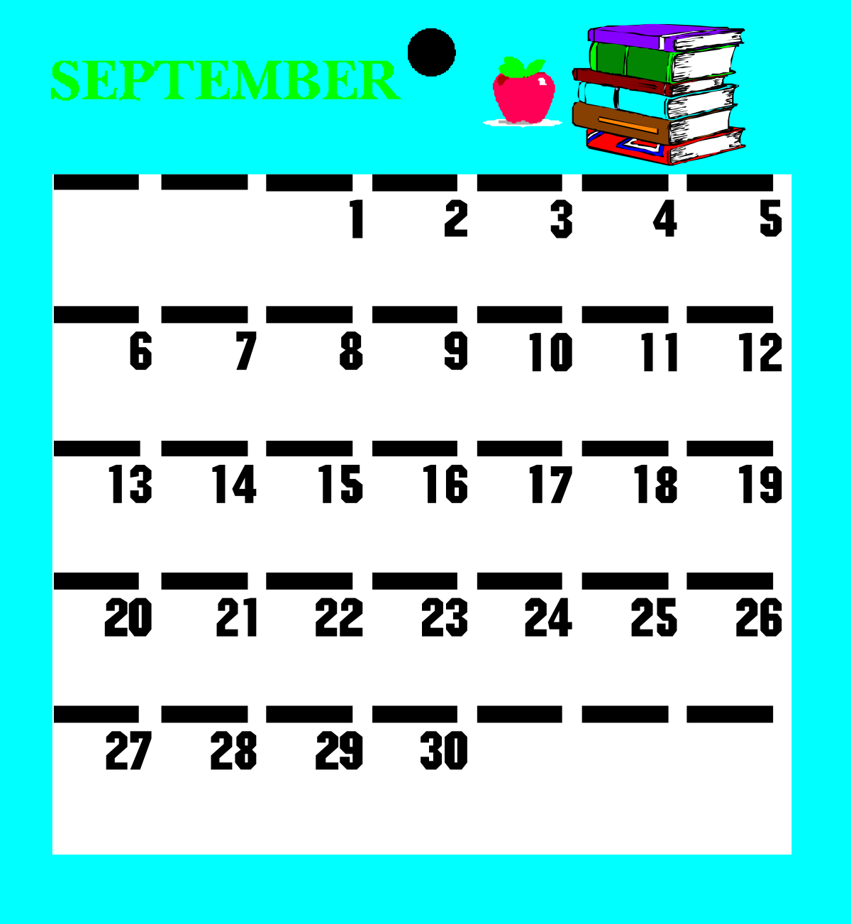 september calendar with books and apple clip art png transparent September Calendar Clipart with Books and Apple - Organize Your Month
