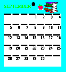 September Calendar with Books and Apple - Perfect Clipart for Personal Planning