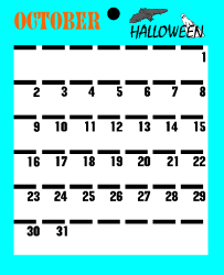 Halloween Clipart - Blue and White Calendar Design