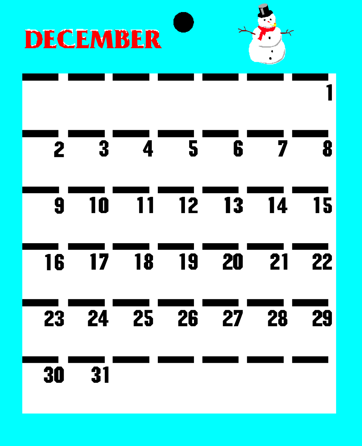 december calendar with snowman clip art png transparent December Calendar with Snowman Clipart - Festive Winter Cheer