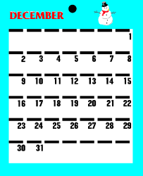 December Calendar with Snowman Clipart - Festive Winter Cheer