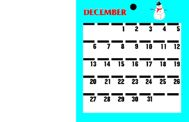 December Calendar with Snowman Clipart for Festive Designs