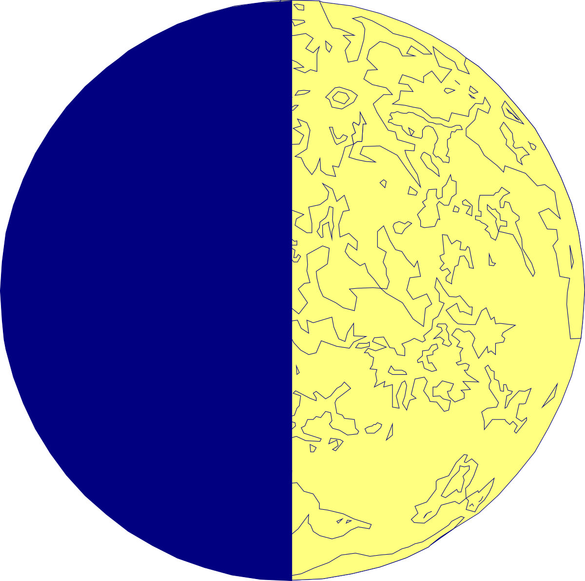 a blue and yellow moon with a half moon clip art png transparent Blue and Yellow Half Moon Clipart - Celestial Beauty for Your Projects