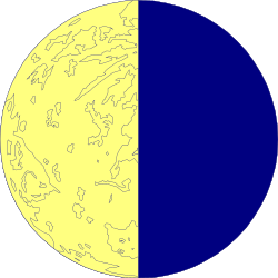 Moon Clipart: Vibrant Blue and Yellow Moon on Black Background