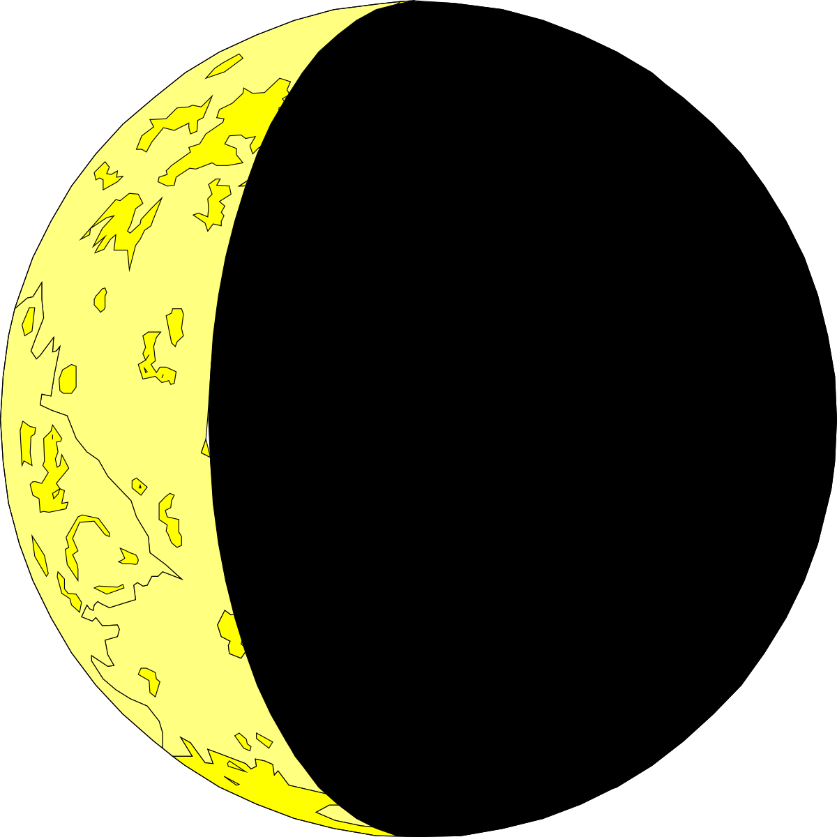 Yellow Crescent on Black Background - Eye-Catching Clipart