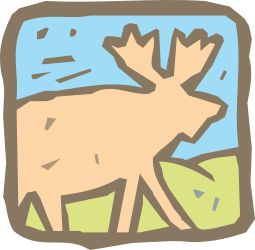 Moose in a Lush Field with Trees - Nature Clipart