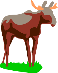 Moose in Grass Clipart - Scenic Wildlife Illustration