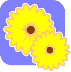 Three Yellow Flowers on Blue Background - Vibrant Clipart for Every Need