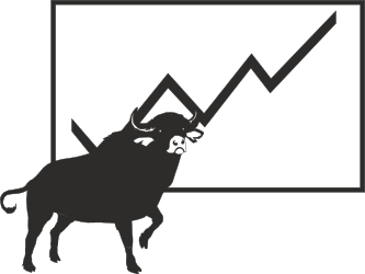 Bull with Declining Chart Clipart - Financial Indicators