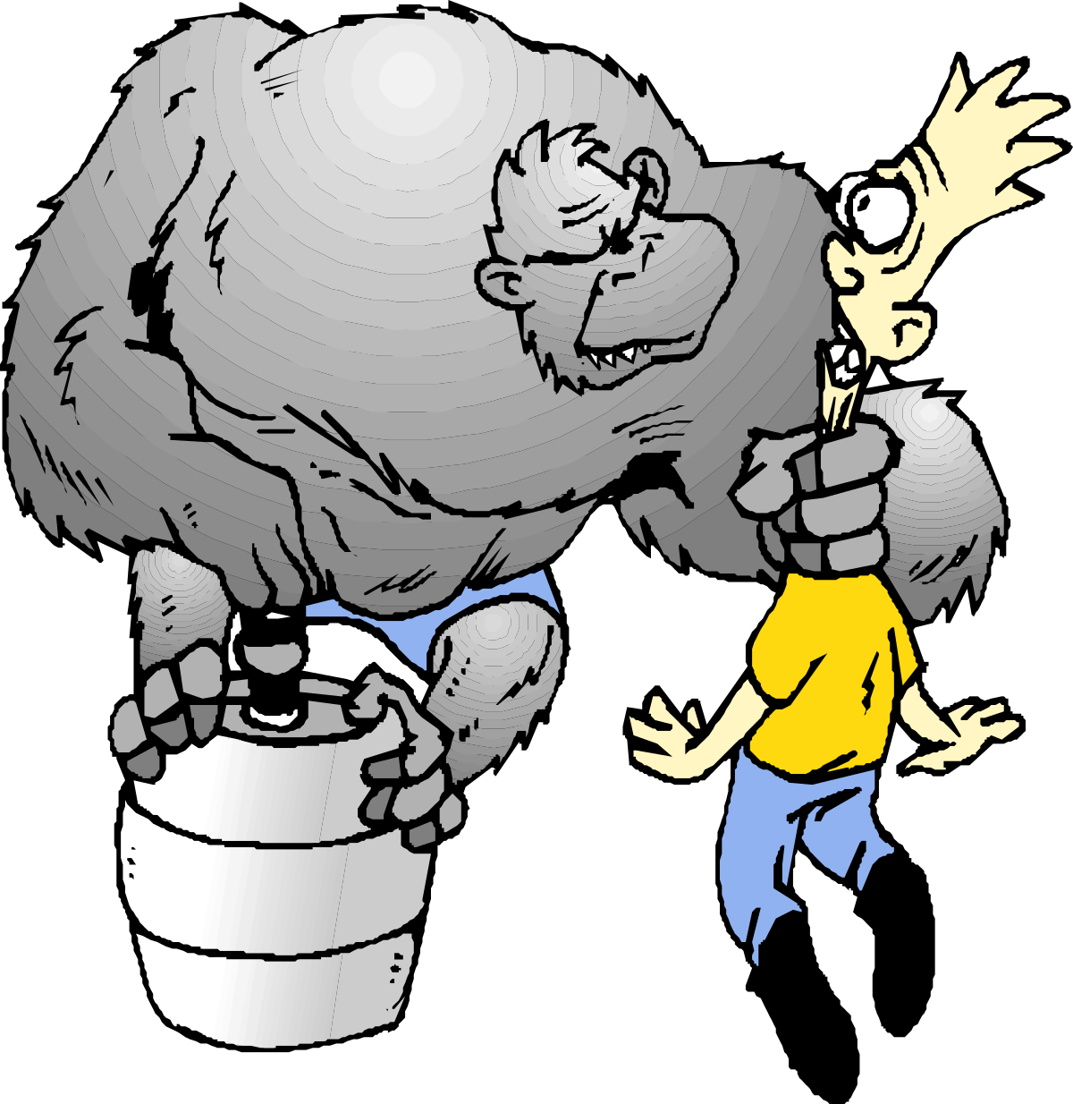 Cartoon Gorilla on Toilet Clipart - Fun and Whimsical Illustration