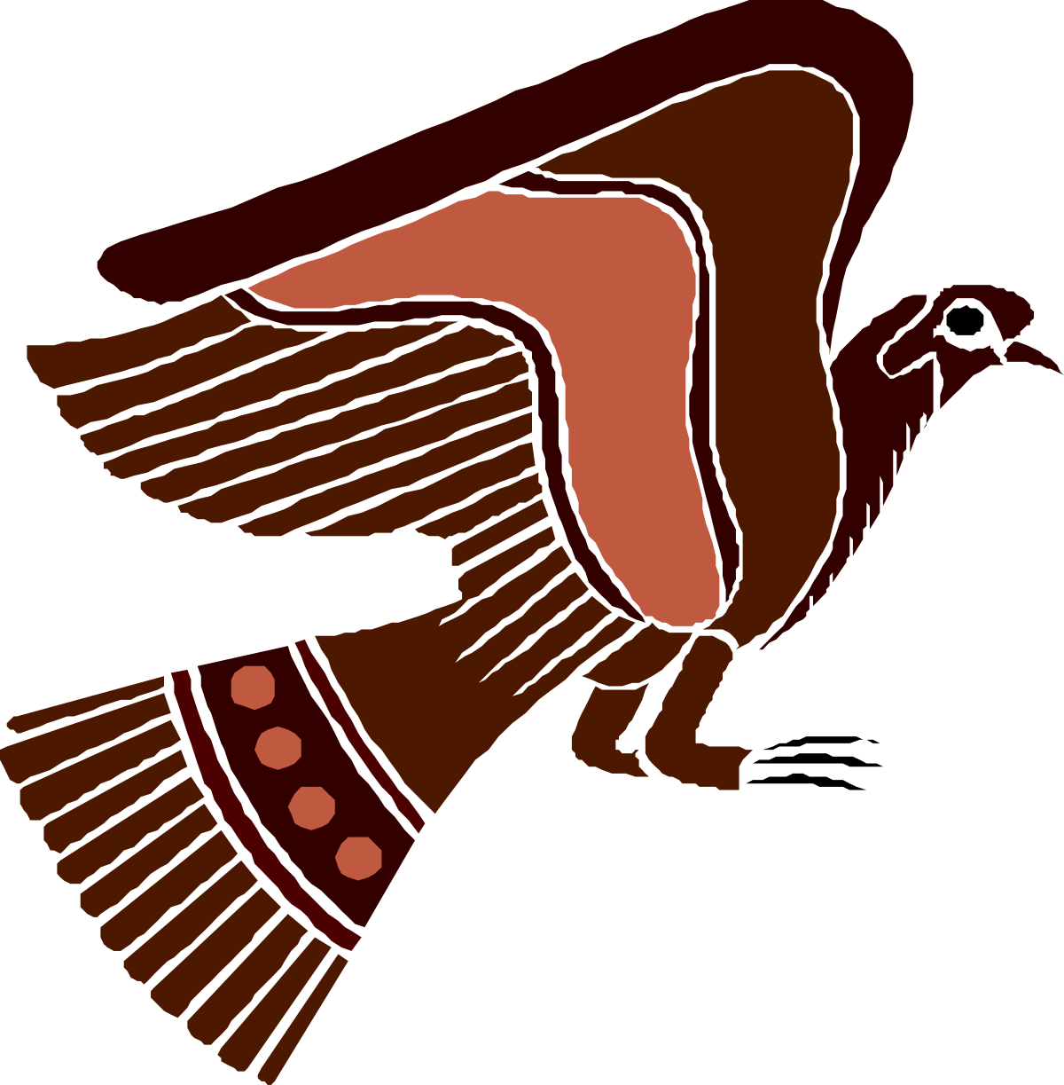 Brown Bird with Red Beak Flying Clipart - Vibrant Wildlife Graphics