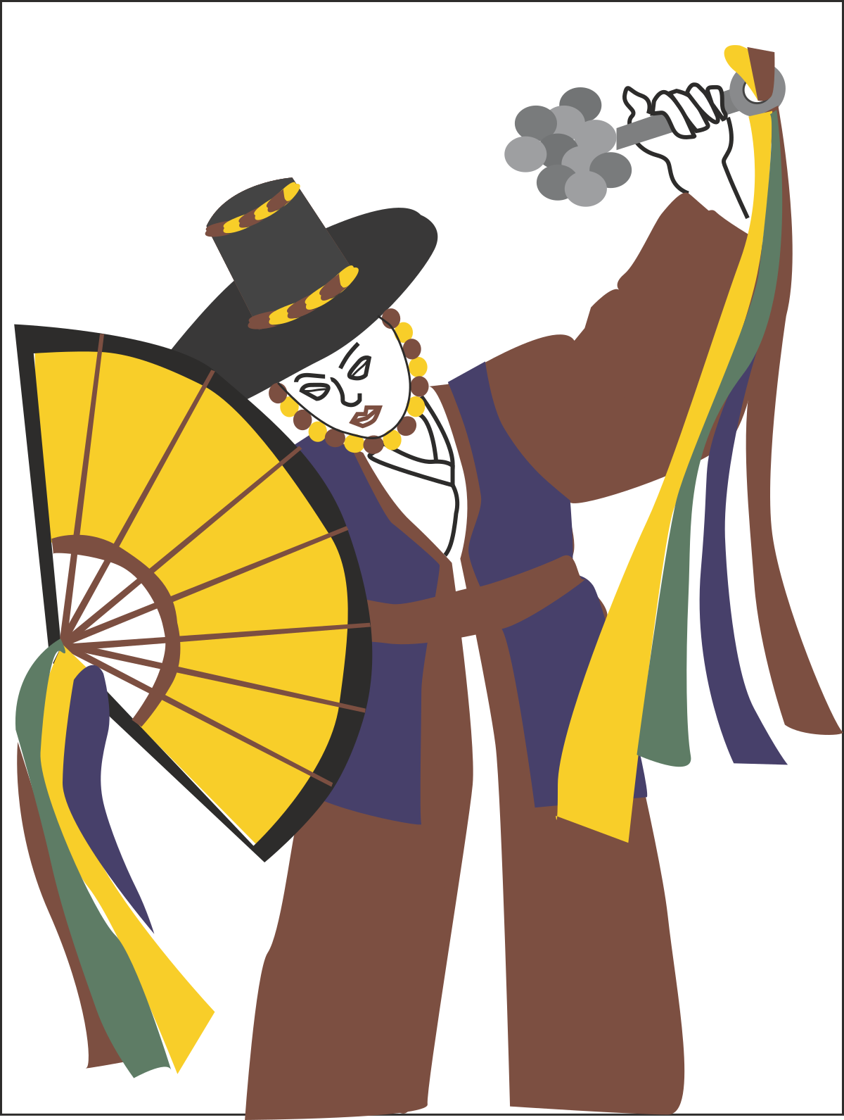 Man in a Hat with Fan Clipart: Vintage Charm