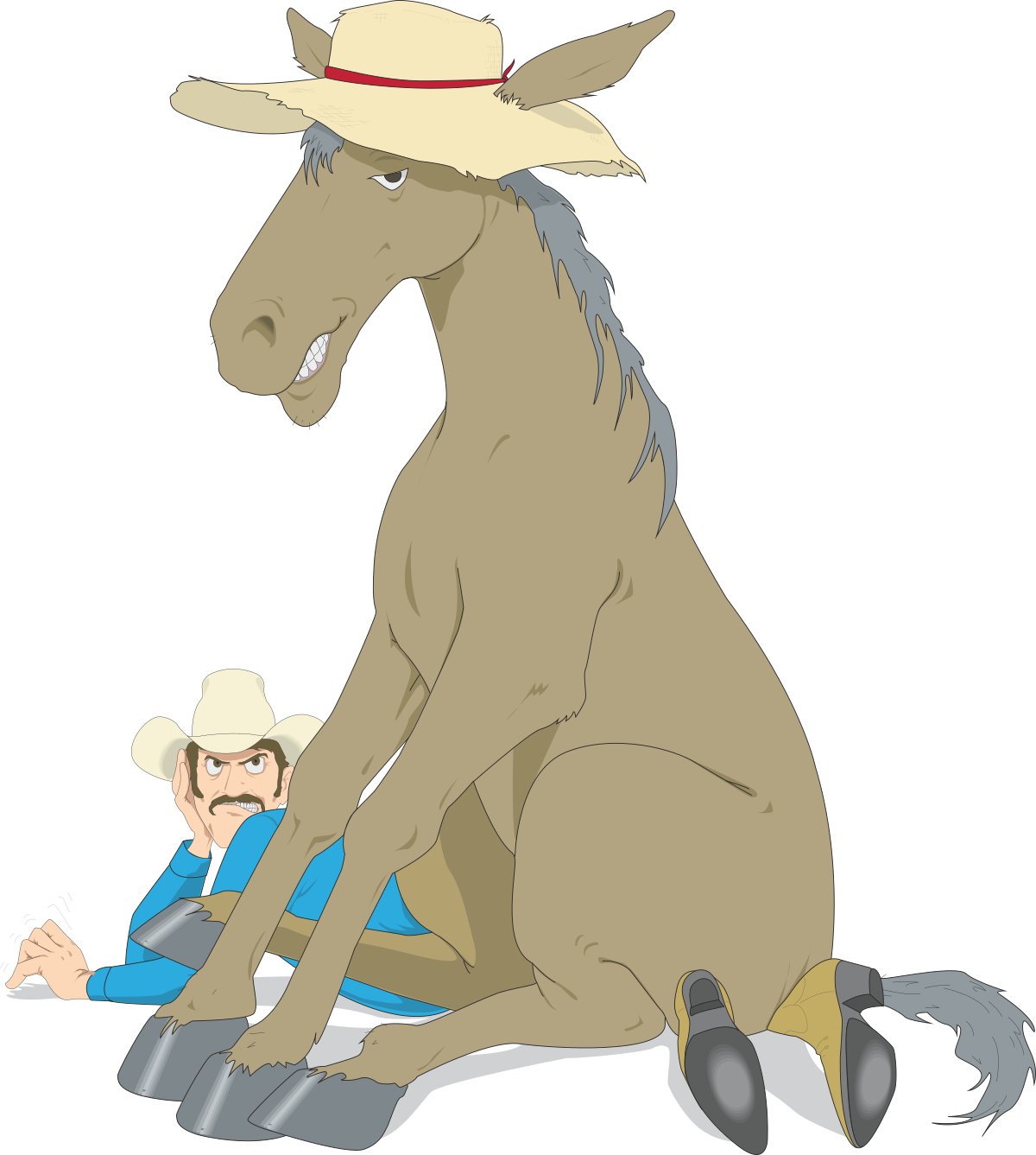 a horse sitting on the ground next to a man clip art png transparent Horse Sitting on Ground Next to Man - Unique Clipart Illustration
