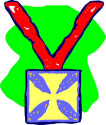 Green and Blue Box with Red Ribbon Clipart for Creative Projects
