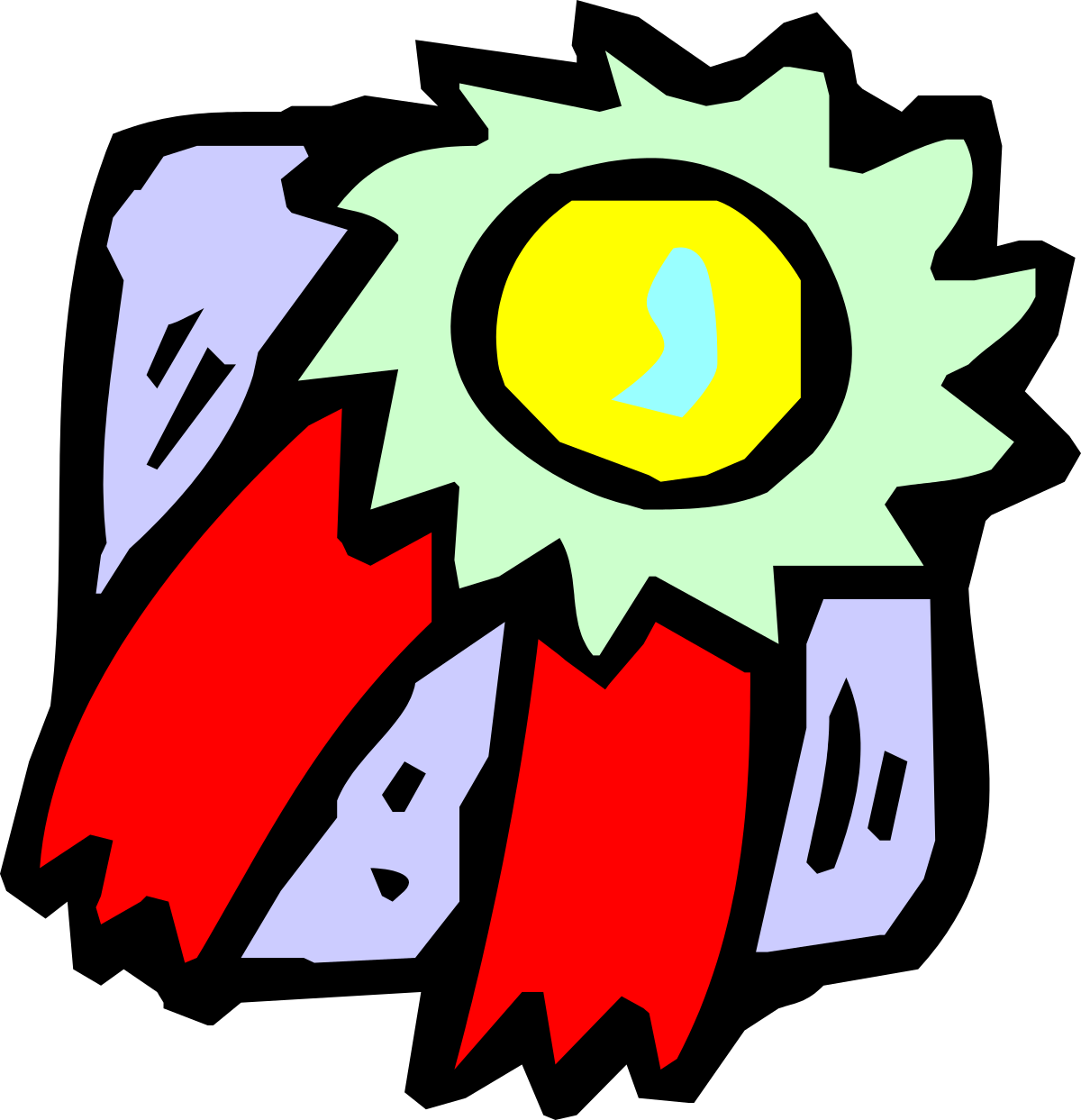 Sun Clipart with Red and Green Face - Playful Cartoon Style