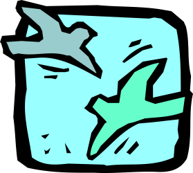 Airplane Clipart: Green and Gray Aircraft Flying Over a White Square