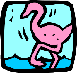 Pink Flamingo Standing on a Rock - Vibrant Clipart Illustration