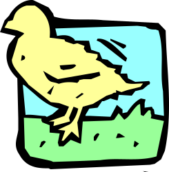 Yellow Bird on Green Field - Vibrant Nature Clipart