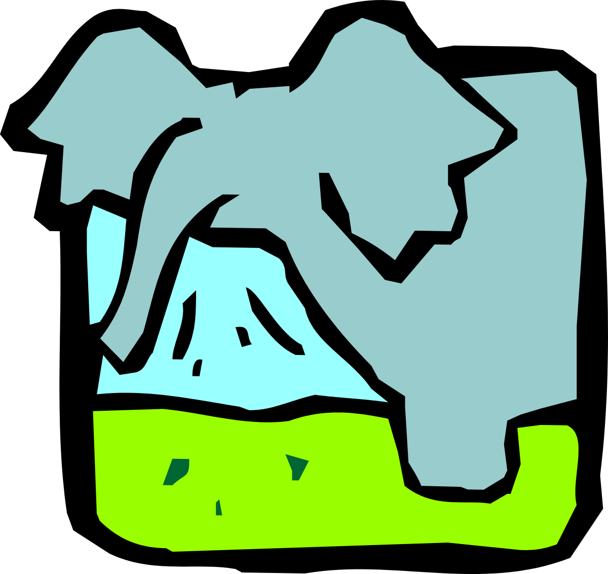 Mountain Landscape Clipart: Majestic Peaks and Lush Green Fields